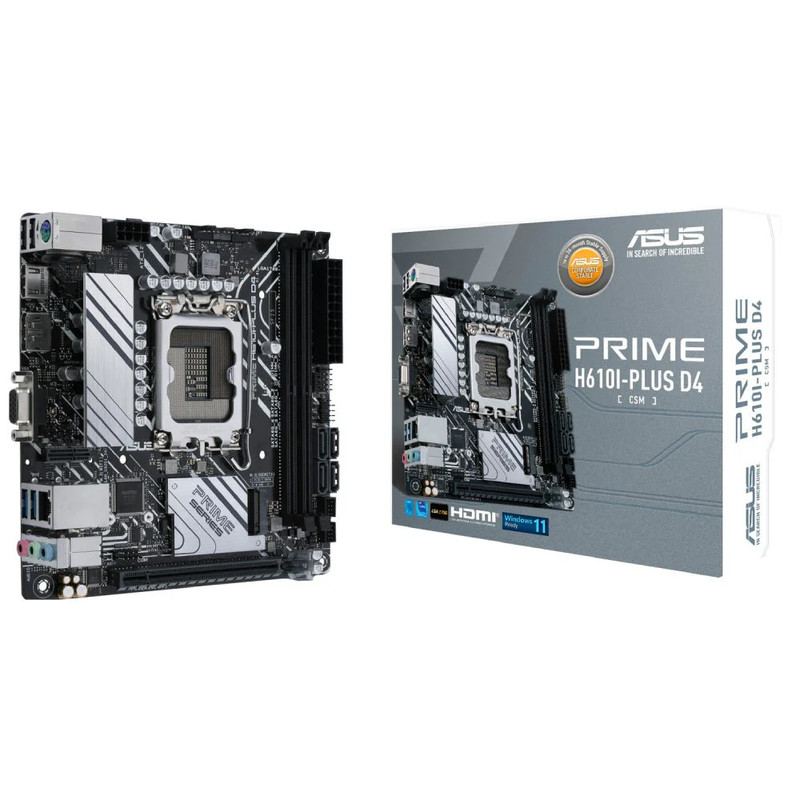 Asus Prime H610I-Plus D4-CSM DDR4 LGA1700 Intel Mini ITX Gaming Motherboard - اللوحة الأم